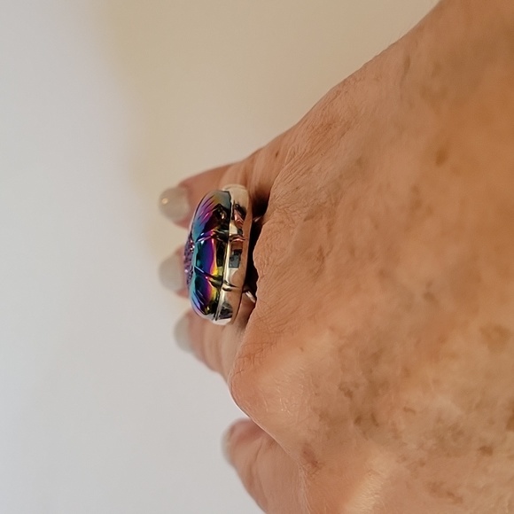 Sajen carved druzy 925 sterling silver ring - Picture 6 of 9